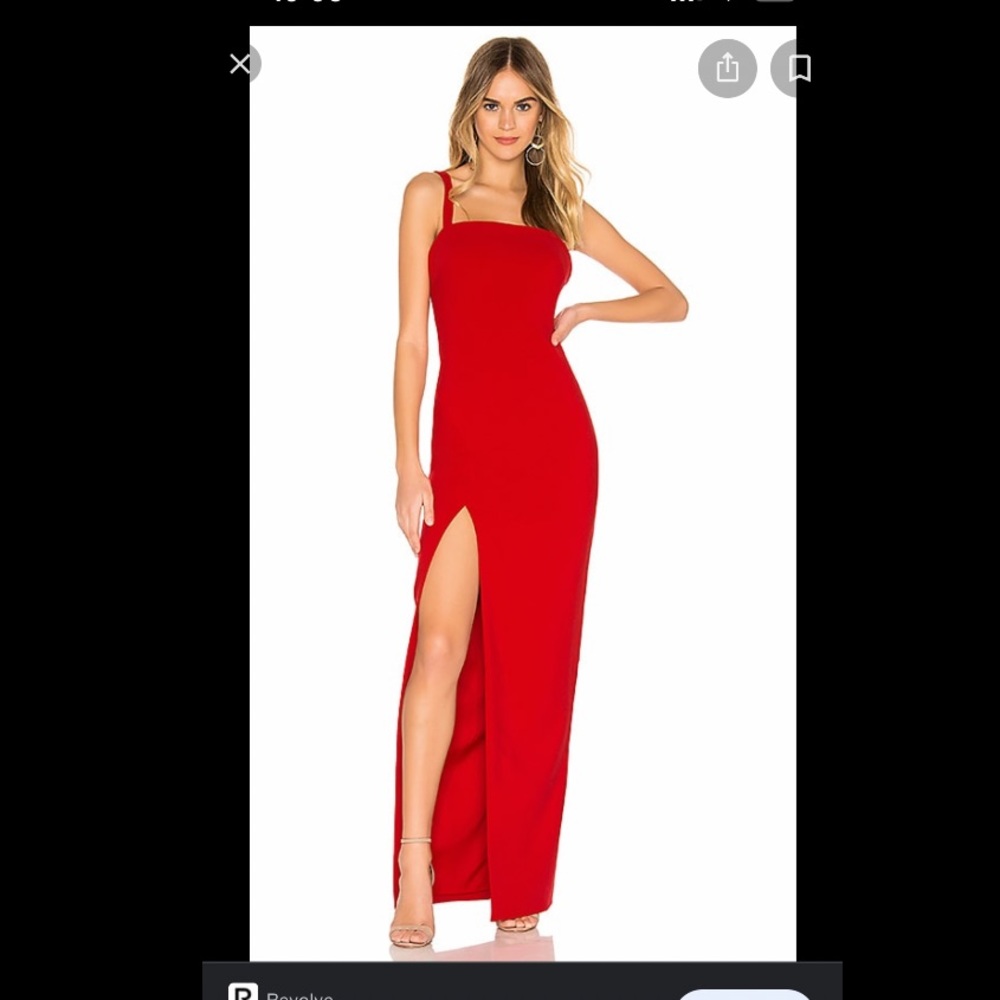 Likely Red Column Gown with Slit Low Back